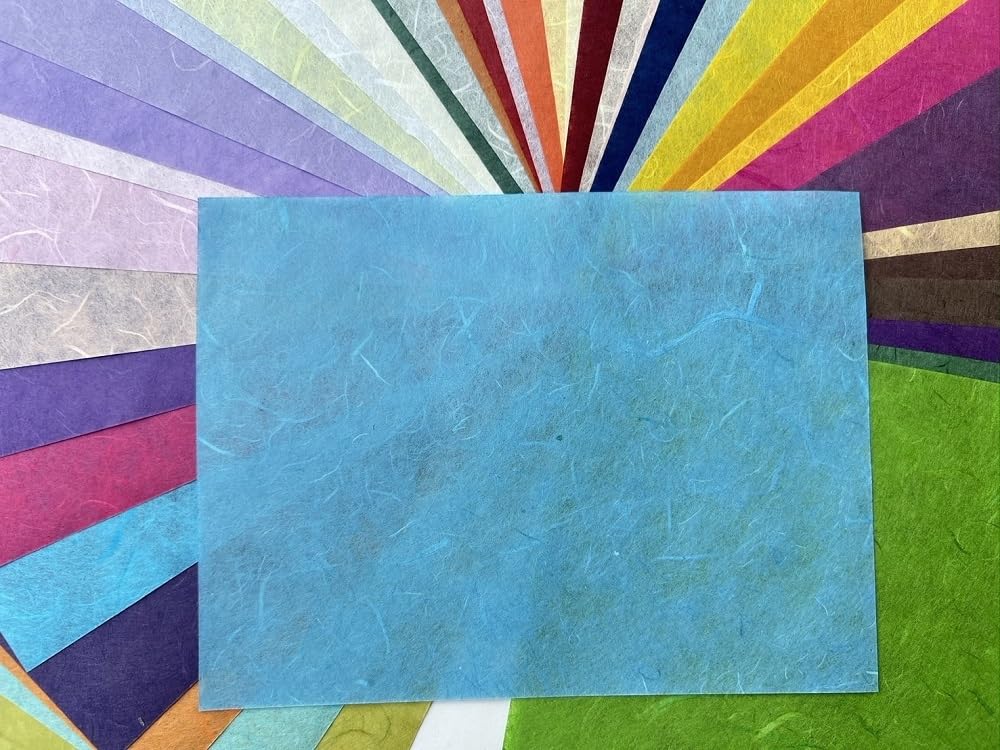 A5 50 Sheets Natural Fiber Mulberry Tree Mulberry Paper Sheets Art Tissue Washi Paper Design Craft Art Origami Suppliers Card Making 8.3" x 5.8". (Mixed 50 Color, A5)