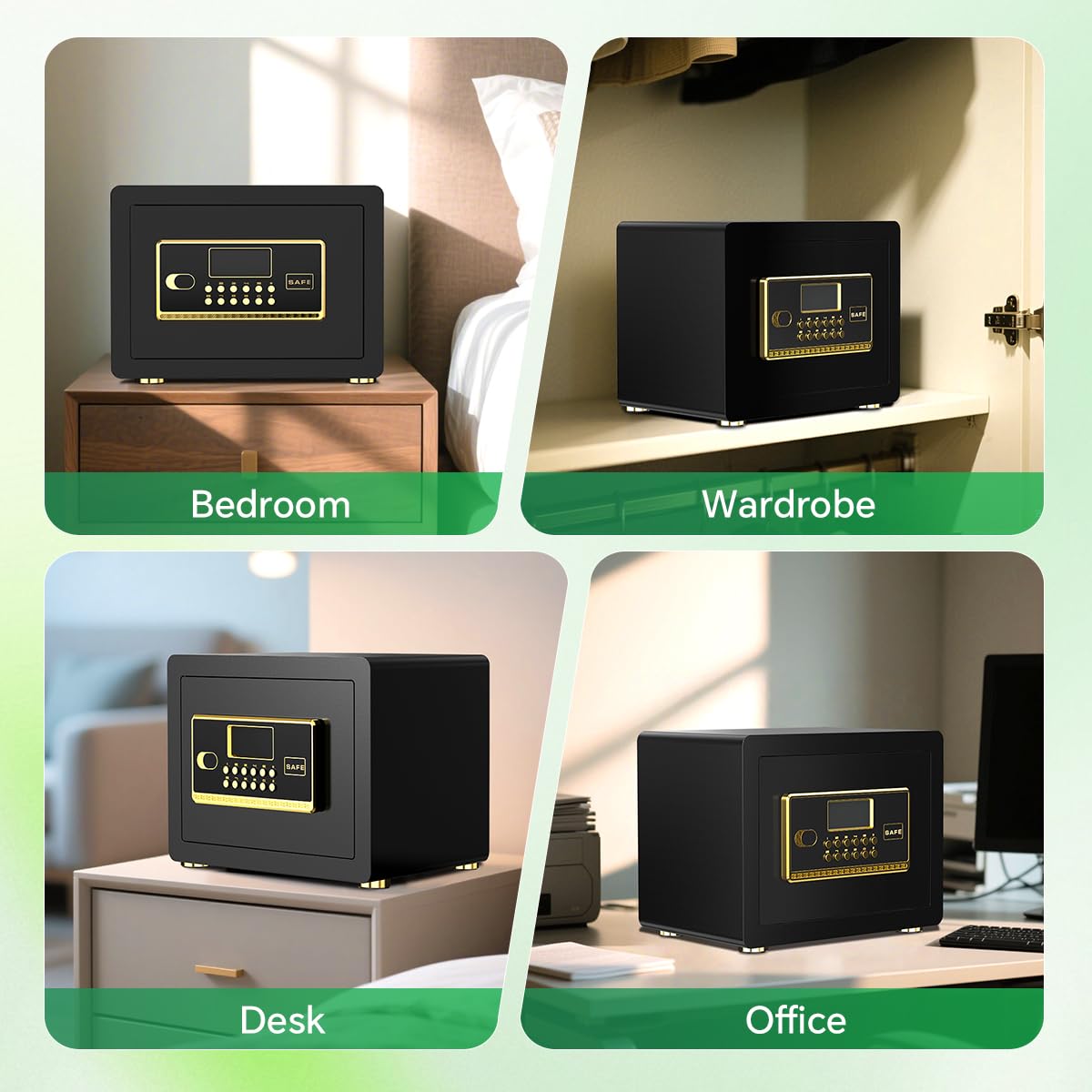Safe Box with Digital Keypad & Alarm System - Electronic Lock Box for Jewelry Cash with Adjustable Shelves - Includes LED Light & Fireproof and Waterproof Bag(0.8/1.0/1.3/1.53/2.5Cuft)