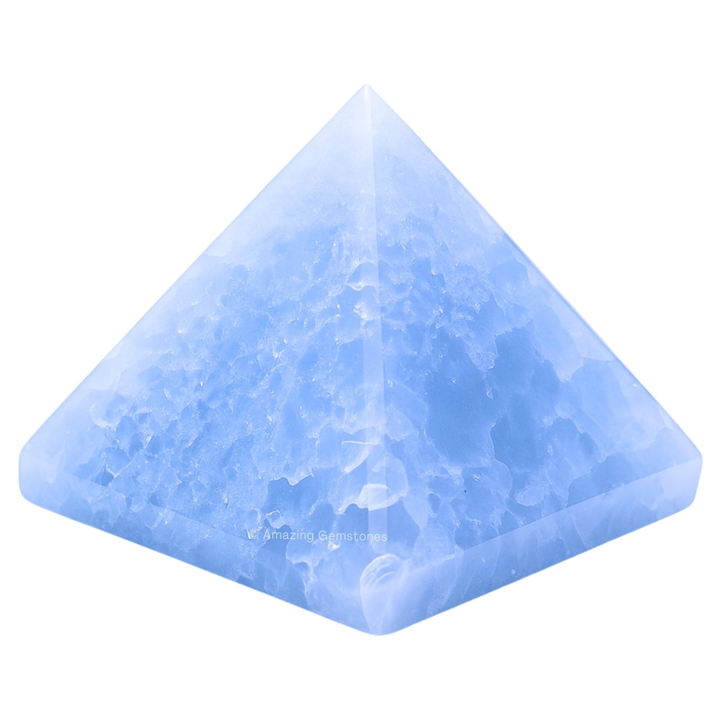 Amazing Gemstone Blue Calcite Pyramid Crystal Healing Stones - 1.5" Great Pyramid Figurine of Natural Stone Pyramid for Meditation, Reiki, Chakra Balancing and Crystal Pyramids Grid