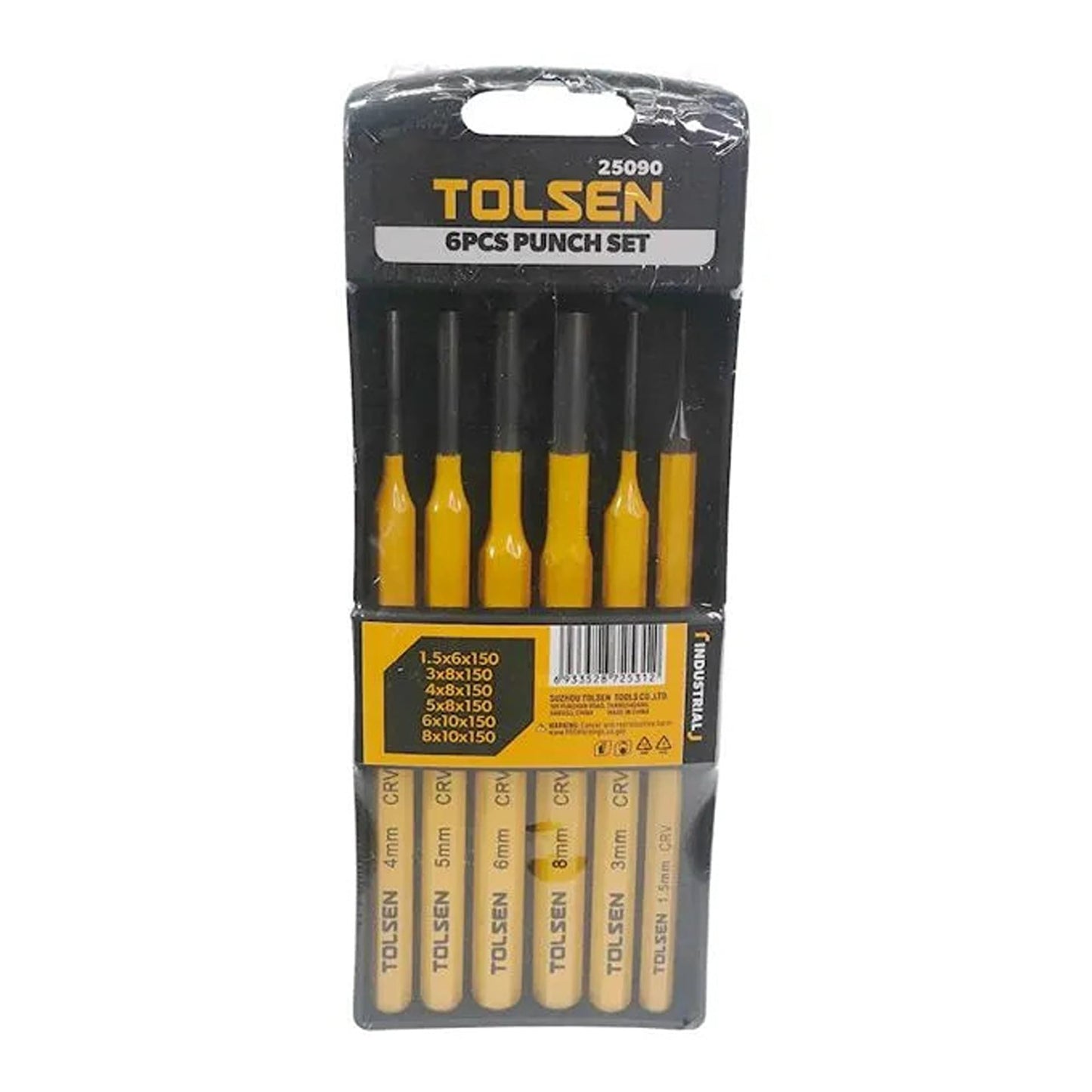 TOLSEN 6pcs Professional Steel Vanadium Heavy Duty Nail Punch Tool Set & Case
