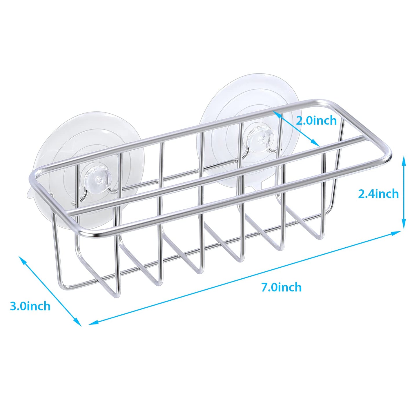 TESOT Sink Caddy Sponge Holder for Kitchen Sink Dish Cloth Hanger 2 Suspension Options(Suction Cups and Adhesive Hook), SUS304 Stainless Steel, Silver