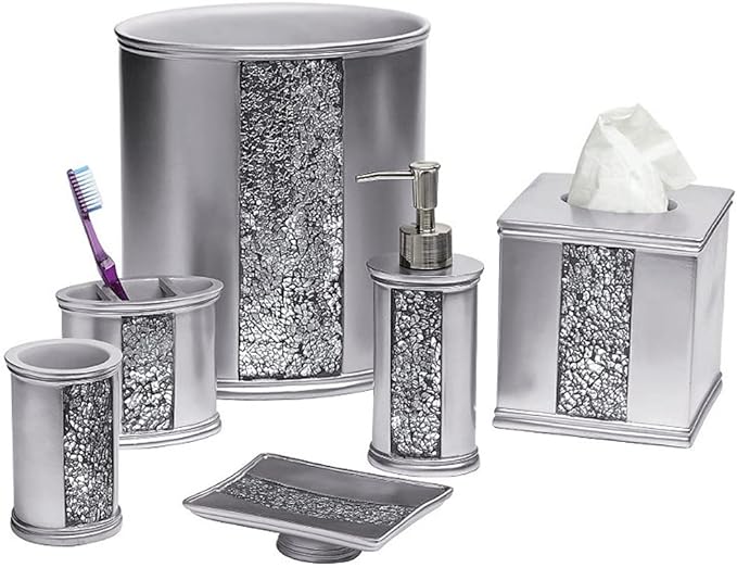 Zahari Home Sinatra Bath Tooth Brush Holder Modern Tooth Brush and Toothpaste Holder, Silver