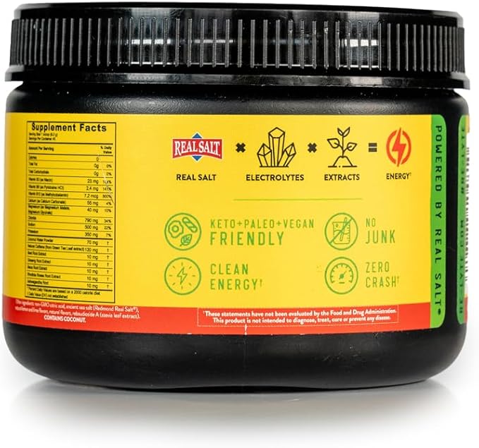 REDMOND Re-Lyte Energy Electrolyte Mix, Limeade, 8.9oz Jar