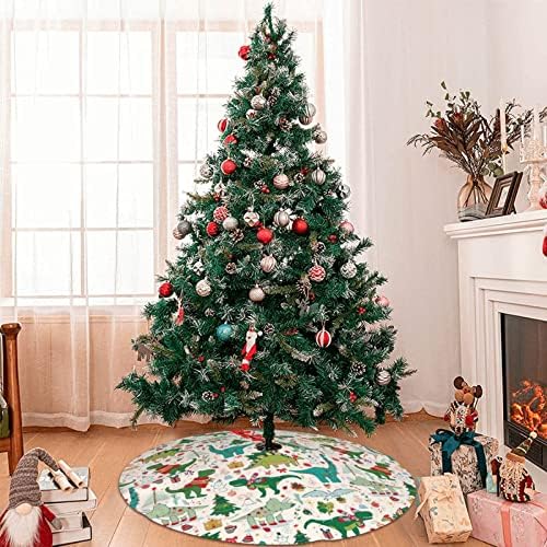 Cute Christmas Dinosaur Christmas Tree Skirt 30 Inches Animal Tree Skirt Xmas Tree Mat Holiday Party Supplies Christmas Tree Decorations