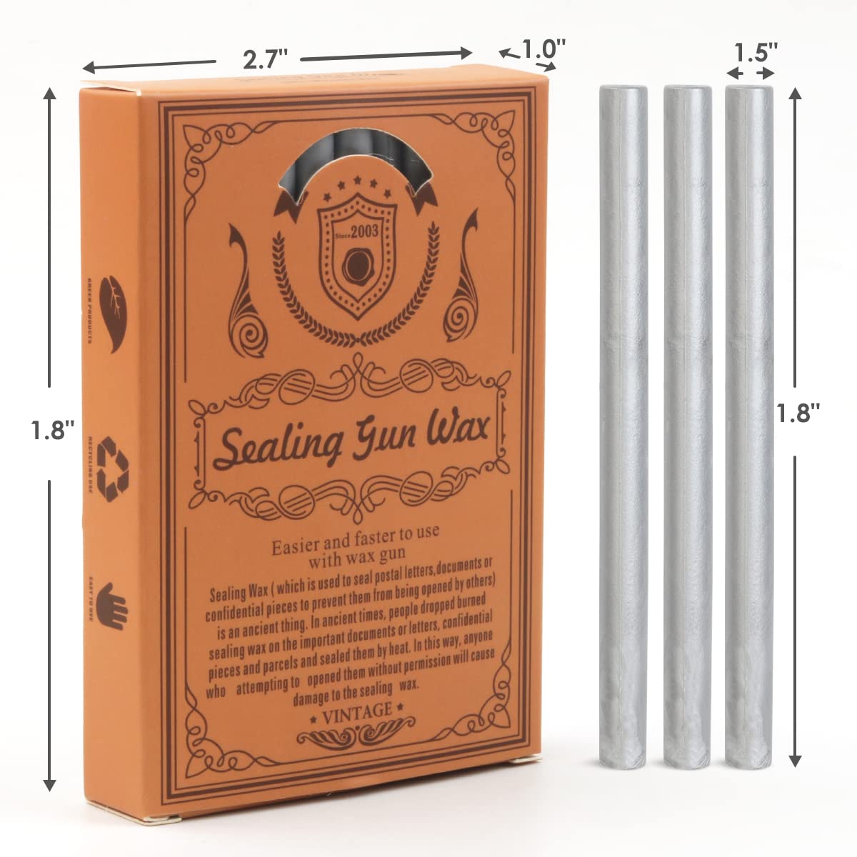 Wax Seal Sticks, Wasole 40pcs Silver Glue Gun Sticks Beads for Wax Seal Stamp, Great for Sealing Letter, Wedding Invitations, Envelopes (Silver)