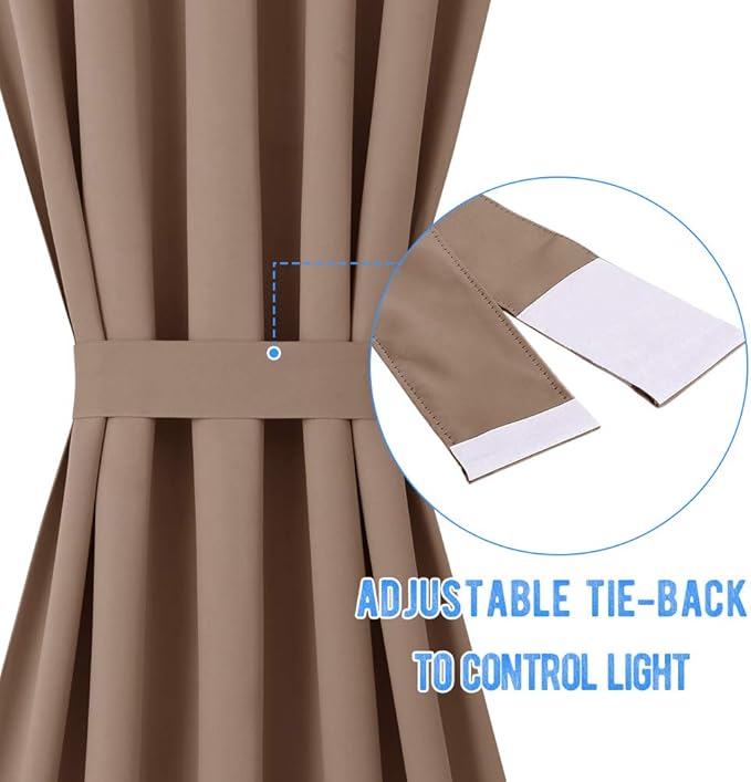 NICETOWN Sliding Door Curtain Panel - Total Privacy Blackout Thermal Curtain Panel Blind and Shade for French Sidelight Door (1 Piece, W25 x L72-Inch, Cappuccino)