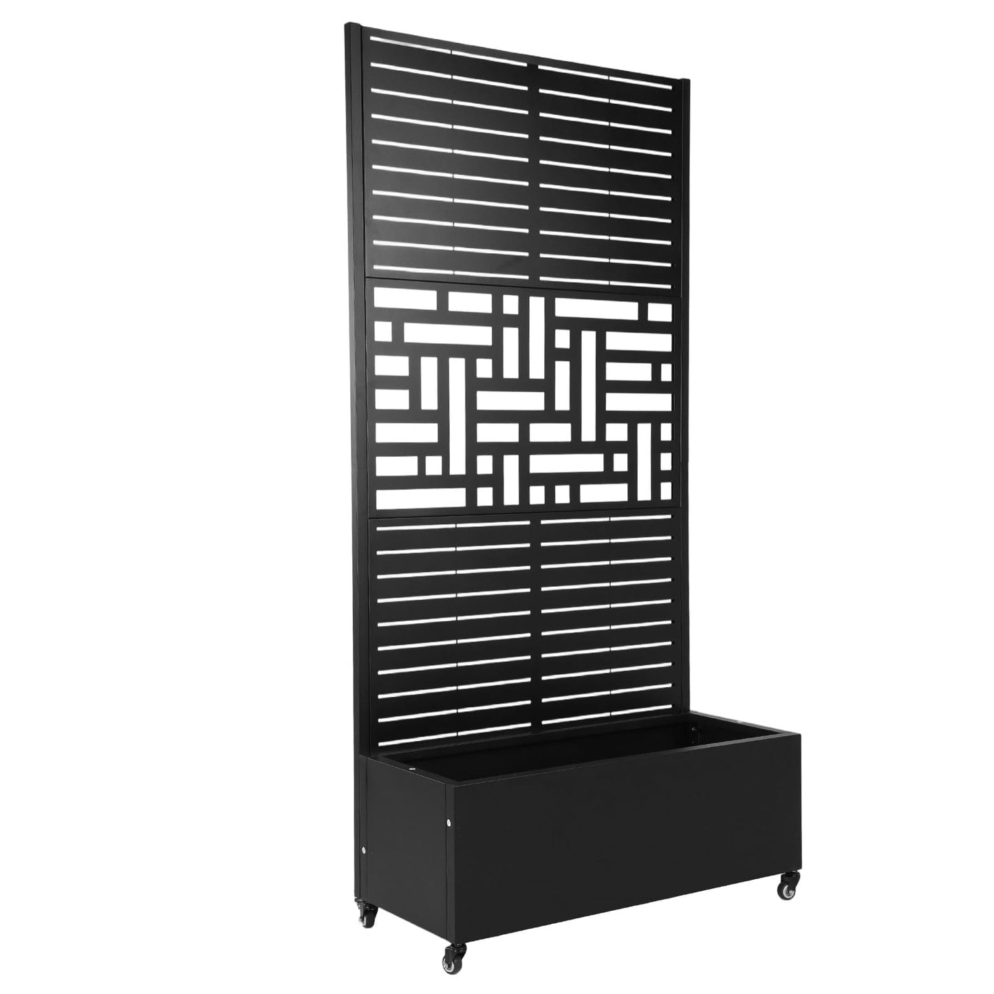 Metal Planter Box with Trellis Standing Planter Box for Climbing Plants/Vines Raised Garden Bed On Wheels 70.87x35.43x15.75 Inch