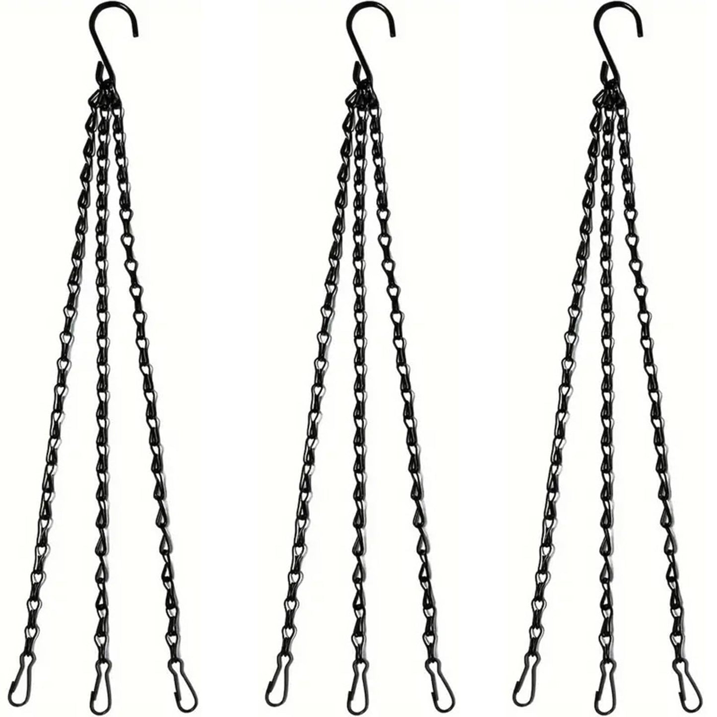 Tgpiao Hanging Basket Chain, 3 Sets Plant Hanger Metal Chains with Clips for Flower Pots, Planters, Bird Cage, Lanterns(Black) (Clips)