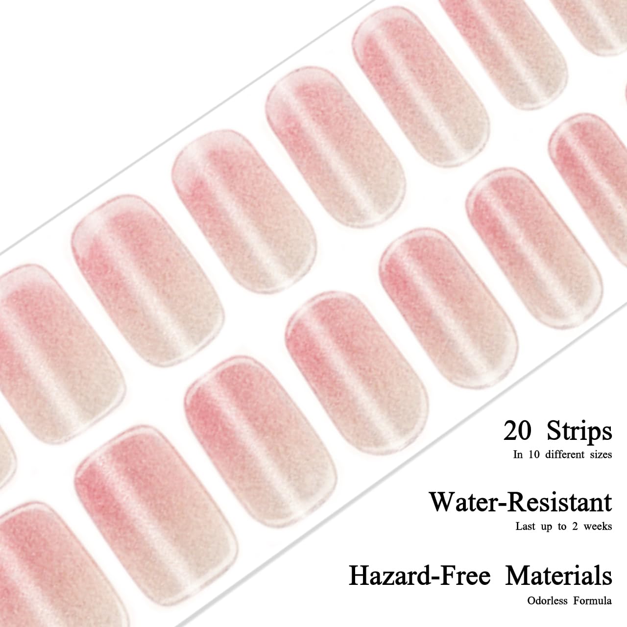 Drizzle Semi Cured Gel Nail Strips, Real Nail Polish Art Stickers (UV/LED Light Required), Glossy, Glitter, Solid Color, Full Nail Wraps Long Lasting, Nail Strips Decal for Women (Crystal)