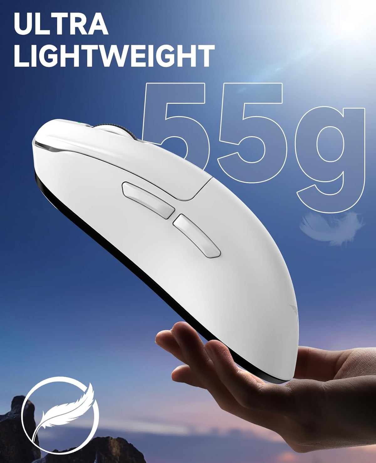 VGN F1 MOBA Wireless Gaming Mouse, 4K Polling Wired/Wireless Gamer Mice with 26K Optical Sensor, 55g Lightweight, 200h Battery Life, 6 Programmable Buttons, USB-C Charging, for PC/Mac/Laptop - White