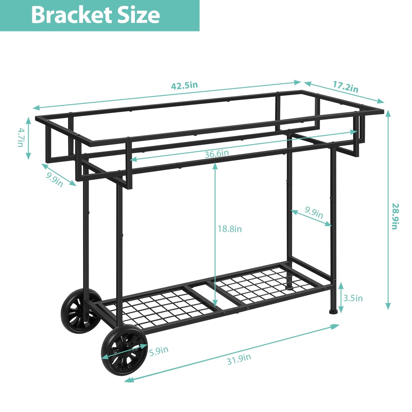 YBING Raised Garden Bed Outdoor with Wheels 42x17x29in Elevated Planter Box with Legs and Storage Shelf 6 Pocket Herb Garden Planter for Balcony Patio Deck Black