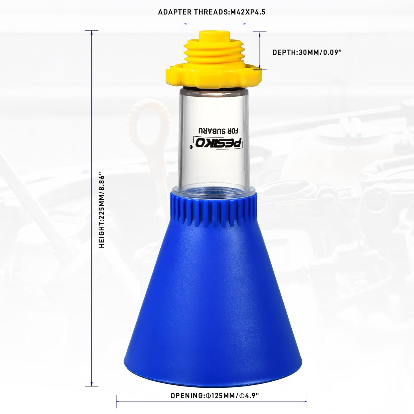 PESIKO Engine Oil Funnel Spill-Free Hands-Free Compatible with Subaru Vehicle for Fast & Easy Oil Change