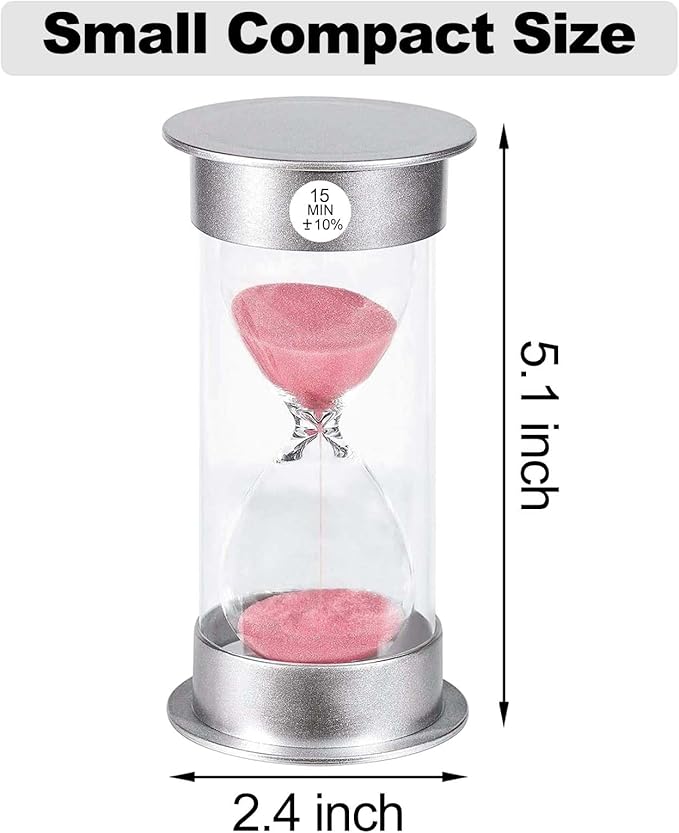 SuLiao 15 Minute Hourglass Timer Sand Clock, Unbreakable Pink Sand Watch 15 Min, Colorful Plastic Hour Glass Sandglass for Kids, Games, Decor, Classroom, Kitchen, Toothbrush Timer