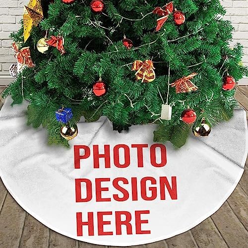 Custom Tree Skirts Prints Photo Picture Logo 36" Christmas Tree Cloth Mats Trees Skirts for Decor Gift, Home Decoration