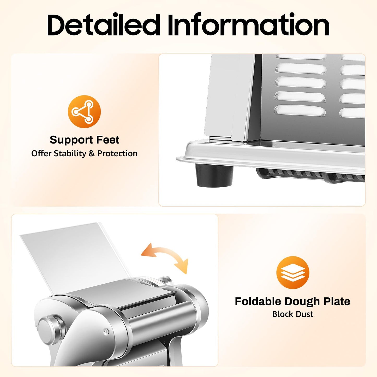 Electric Pasta Maker Machine 135W Family Noodle Maker Pasta Dough Spaghetti Roller Pressing Machine Stainless Steel for Home Family Use (1.5mm Flat Noodle+4mm Flat Noodle)