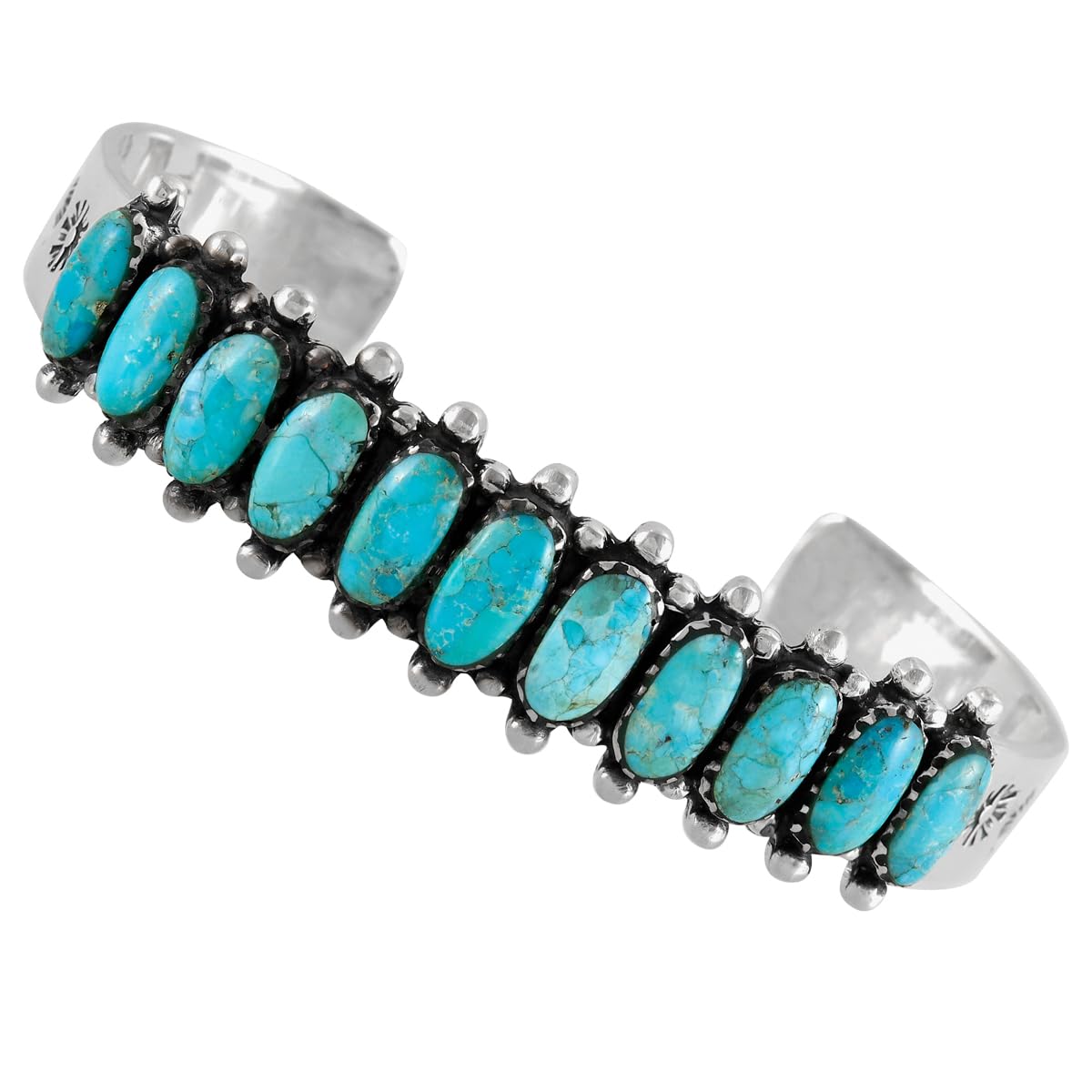 Turquoise Bracelet Sterling Silver 925 Genuine Gemstones Cuff Bracelet (Turquoise)