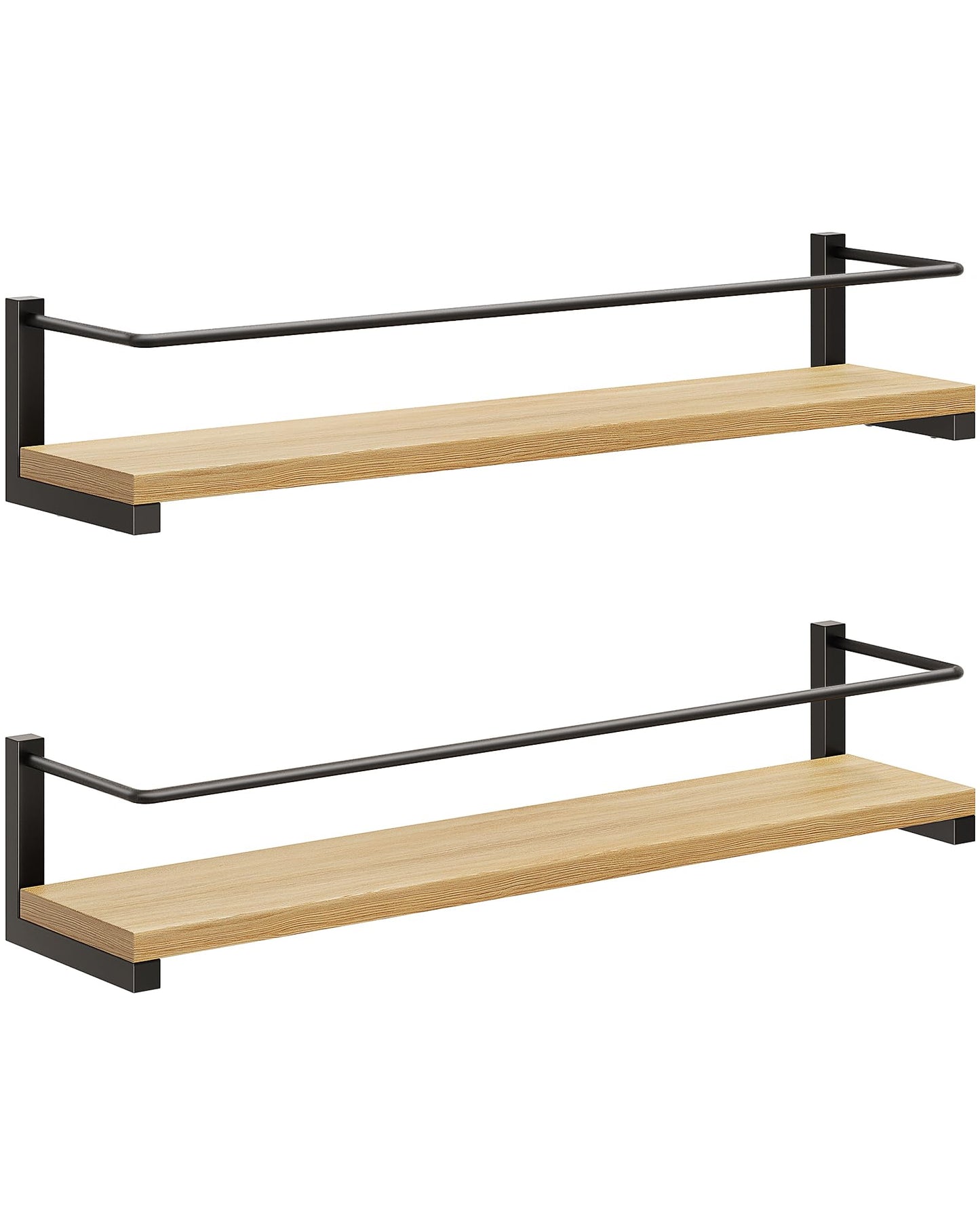 OROPY Spice Rack Wall Mounted, Rustic Wood Hanging Rack for Over The Stove, Kitchen Wall, 2 Pack
