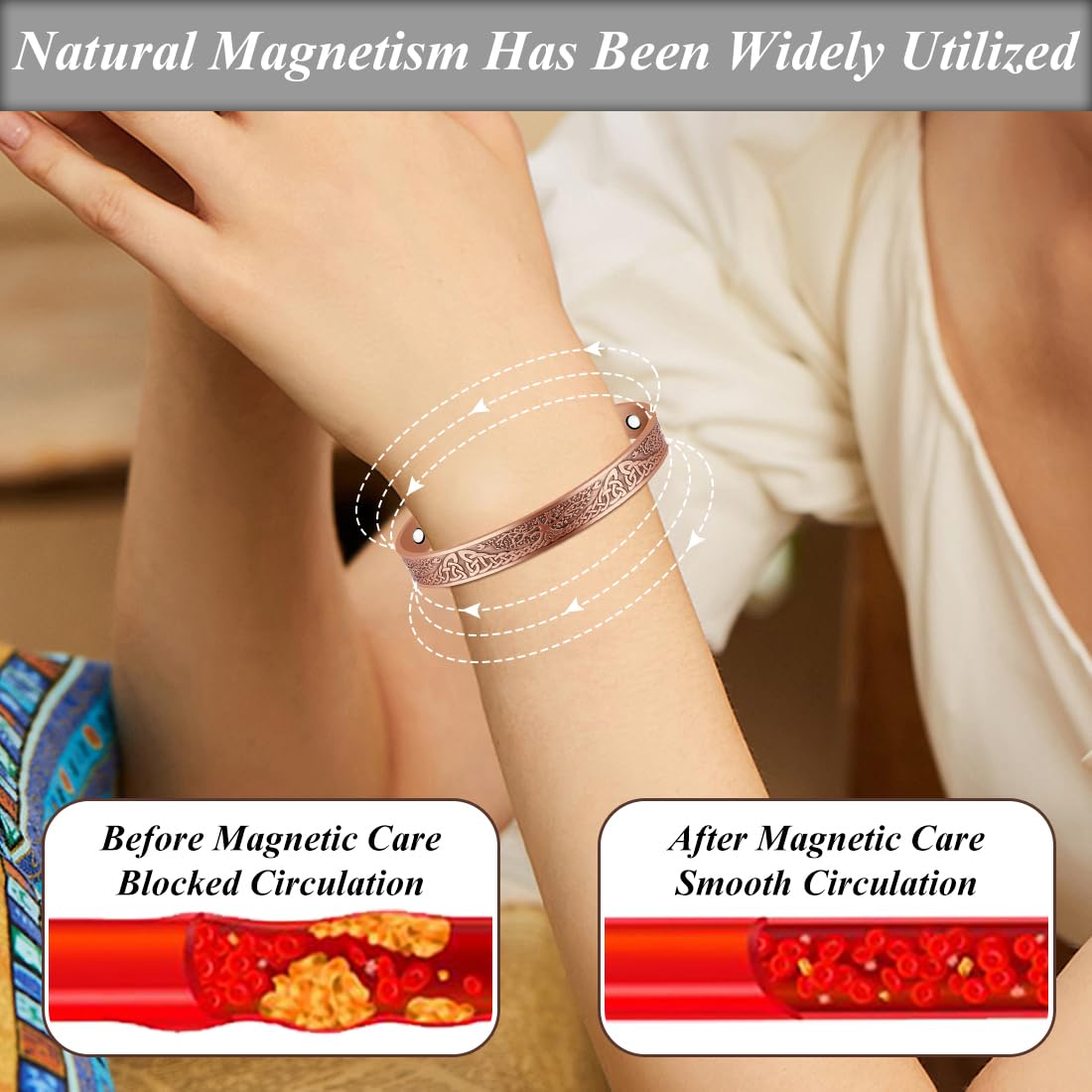 Vicmag Copper Magnetic Women Men Magnetic with Ultra Strength Magnets 100% Solid Pure Copper Gift (9X Tree)