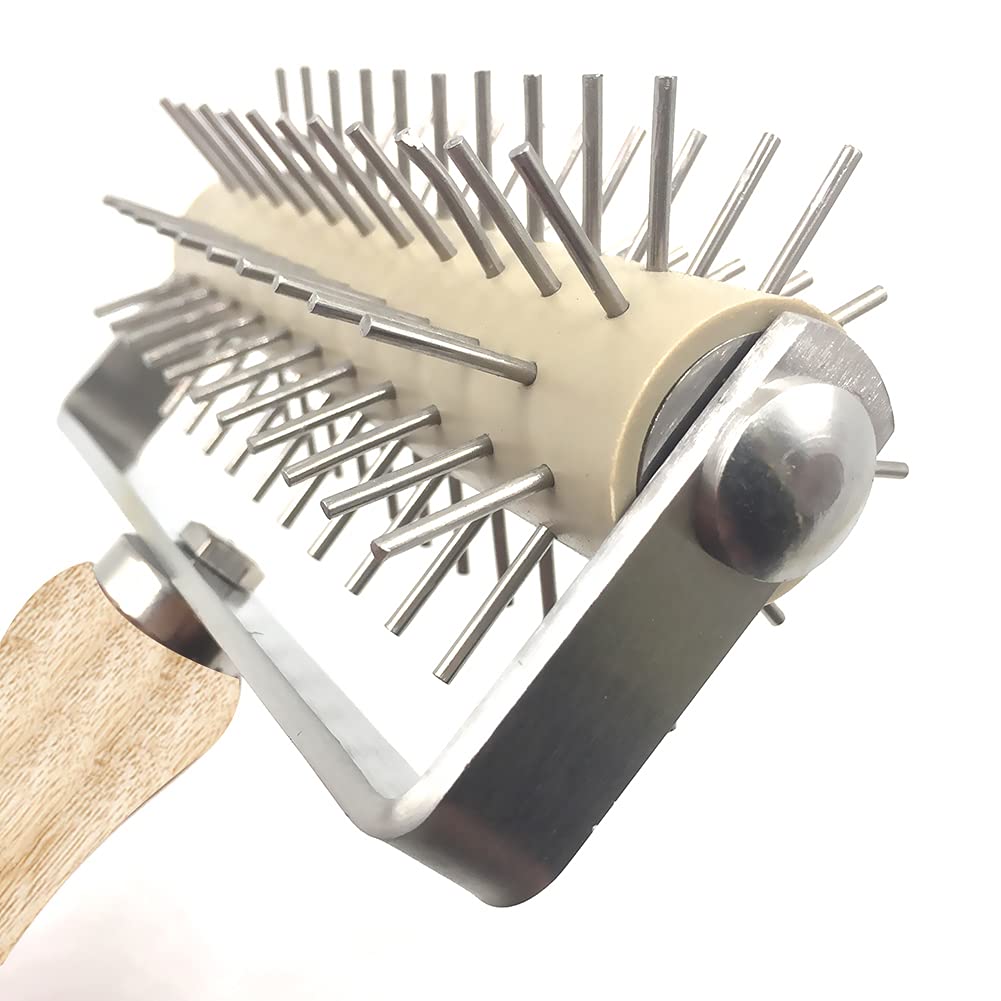 sktaotao Time-Saver Pizza Dough Roller Docker with Wood Handle, for Pizza Cookie Cake Pie Pastry Bread Dough (Stainless Steel)