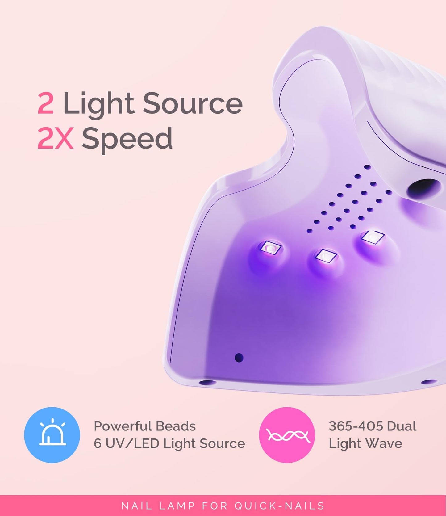MelodySusie Mini LED UV Nail Lamp with Lightweight Design, P-ART06F Nail Dryer with Simple Button Control Cures All Soft Gels at Home, Especially Half-Cured Gel, Base Coat & Top Coat Purple