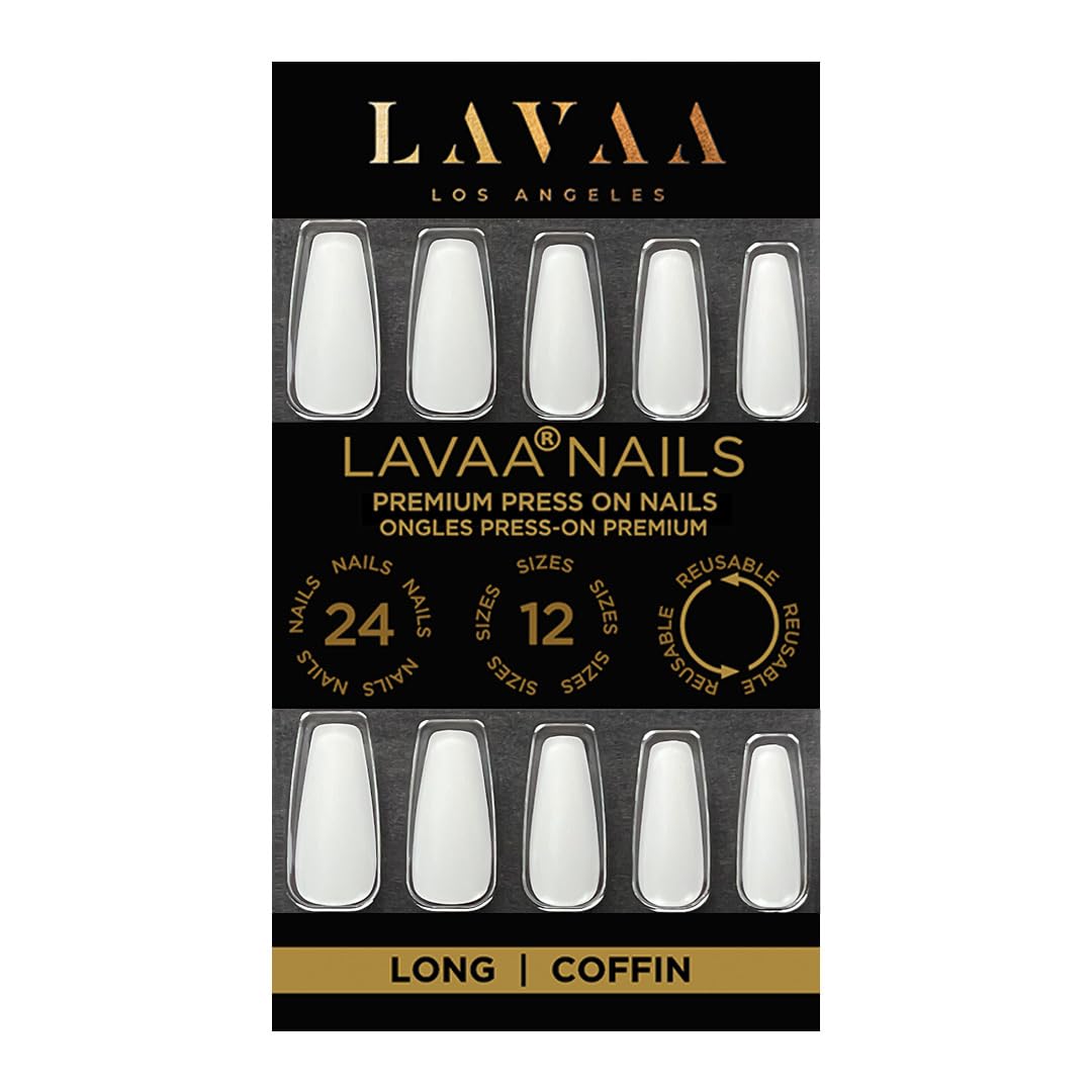 WHITE COFFIN Press-On Nails by Lavaa Beauty | Long Coffin | Matte White Coffin Nails