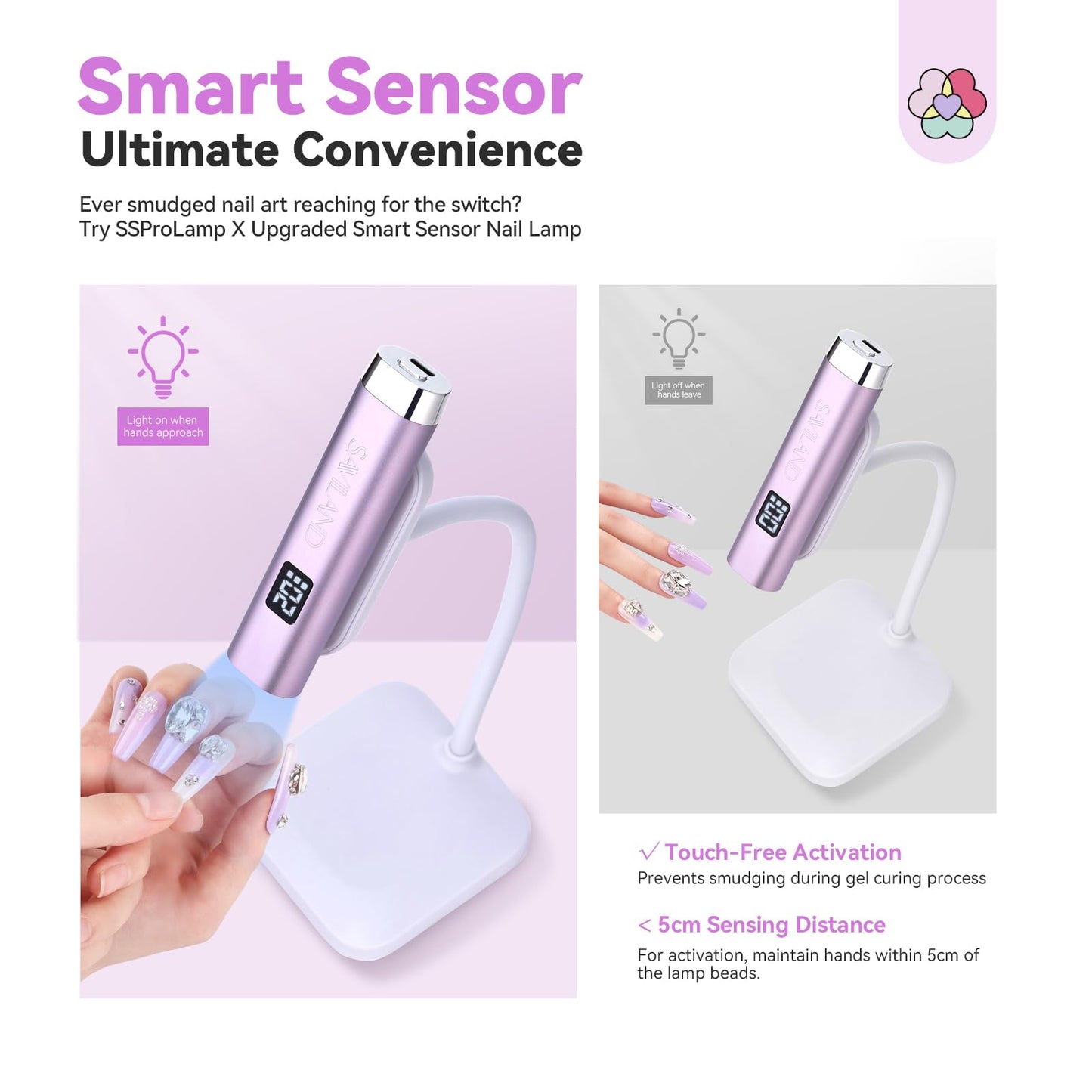 SAVILAND SSPro X U V Light for Gels Nails : 8s U V LED Nail Lamp with Smart Sensor 360° Rotatable Magnetic Nail Light Flash Cure Lamp for Gel Stand 2 Timer LCD Screen Nail Light Use Home DIY