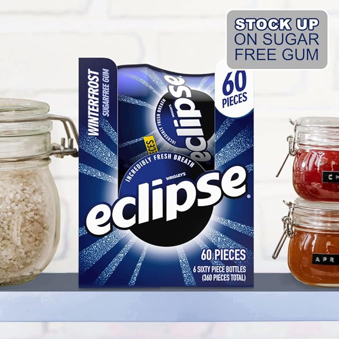 ECLIPSE Chewing Gum Sugar-Free - Winterfrost Sugarfree Gum, Zero Sugar Candy Bulk Pack Box , 60 Count (Pack of 6)