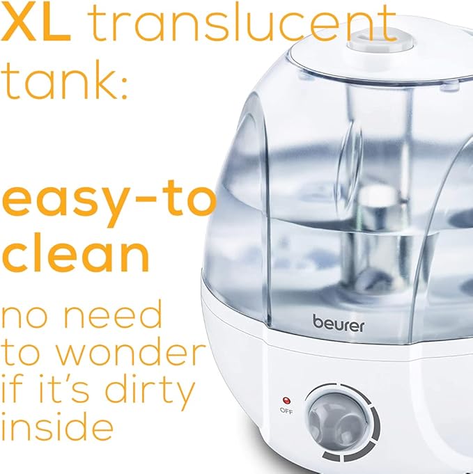 Beurer LB27 Ultrasonic Air 0.8 Gallon Tank, Auto Shut-Off, Baby Kids Vaporizer Cool Mist Filter Free Silent, Humidifier