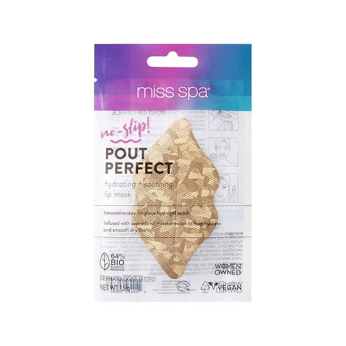 MISS SPA Lip Mask, Hydrating & Soothing Lip Mask, Gold Hydrogel Lip Patch, Moisturizing Anti-Aging Anti Wrinkle, Stay in Place, Skin Care Lip Mask 4 Pack