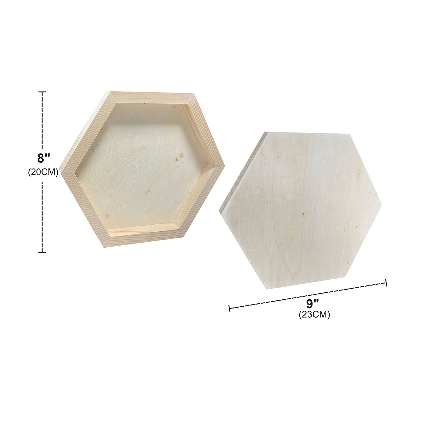 Hexagon Wood Canvas for Crafts, Framed Wooden Panel Boards for Painting (8x9 in,6 Pack)