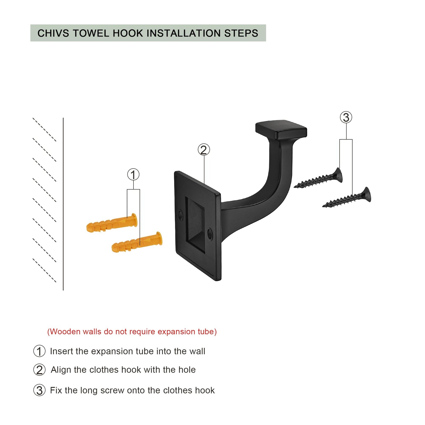 SAILING 3 Pack Coat Hooks - Matte Black Robe Hooks Decorative Wall Hooks for Bathroom Bedroom Kitchen Towel Robe Clothes Cabinet Closet Bathroom Hardware