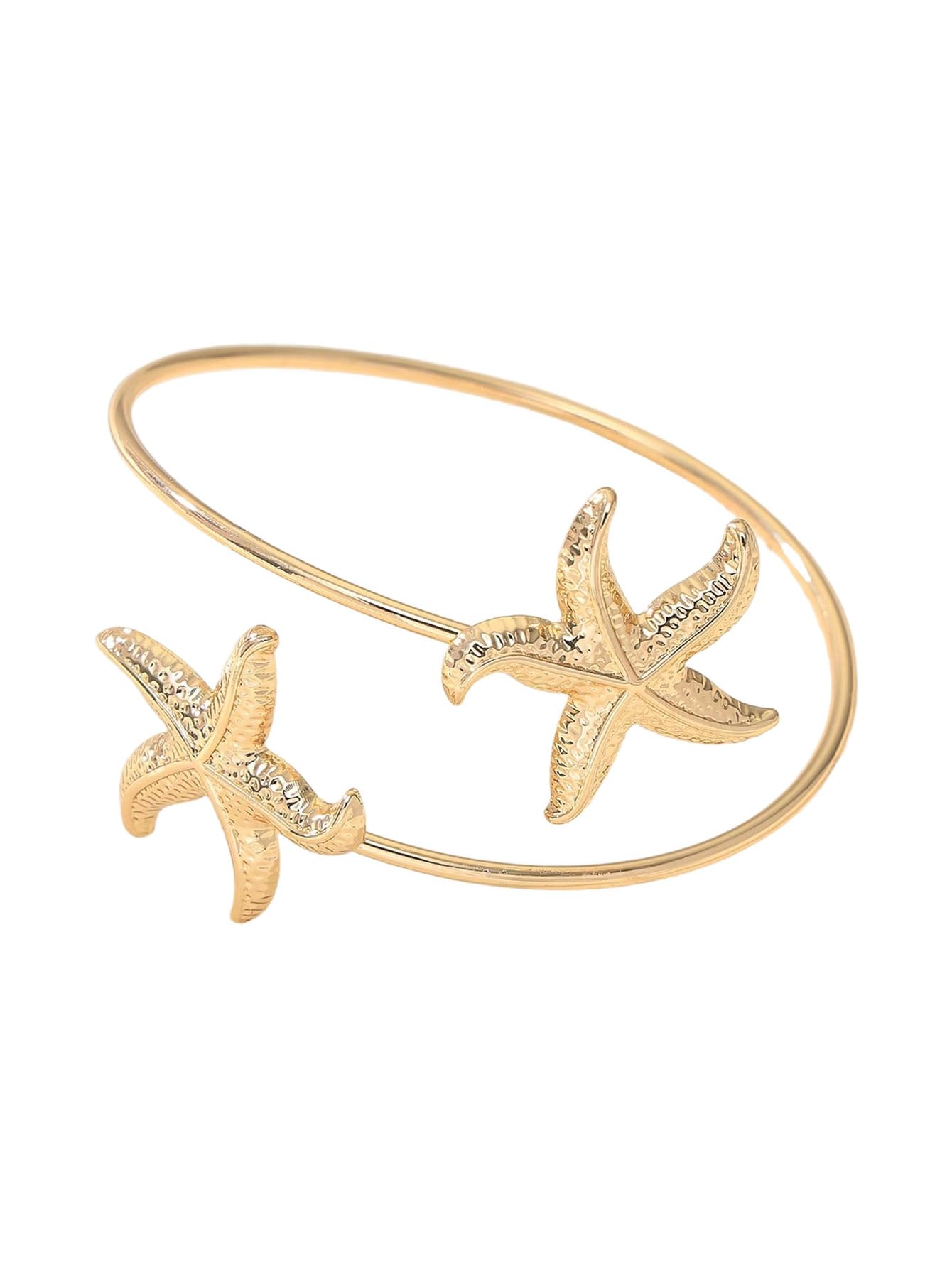 MakeMeChic Beach Gold Arm Cuff Jewelry for Women Bangle Band Armlet Flower Upper Arm Cuff Bracelet Summer Beach Essentials Gold Starfish E One-Size