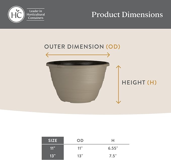 The HC Companies 11 Inch Wrapt Hanging Planters, Lightweight UV-Resistant Plastic Hanging Planters for Indoor & Outdoor Plants, 2-Pack Hanging Flower Pots for Garden, Patio & Home Decor, Pepperstone