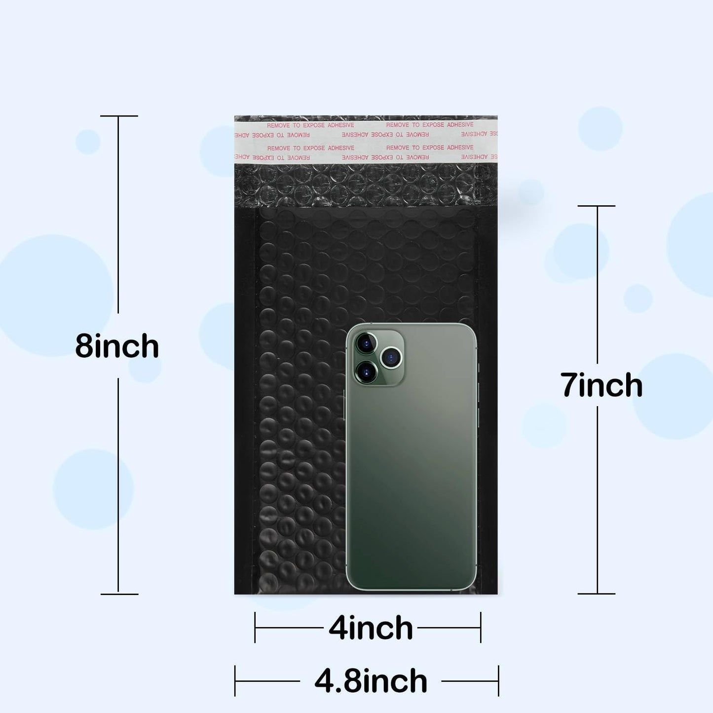4x8 Inch Bubble Mailers 100 Pack Black Self Seal Padded Envelopes Usable Size 4x7" Waterproof Mailing Shipping Bags for Small Business Mailing Jewelry Makeup