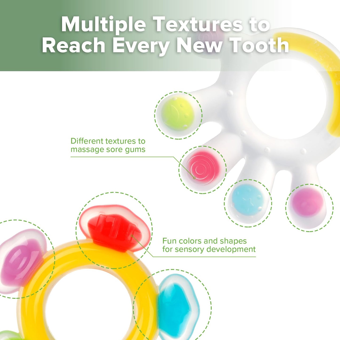 Haakaa Silicone Teether Set-Baby Freezer Teething Toy - Soft Cold Teether - Soothe Teething Pain & Itching Gums - Perfect Size-Baby Freezer Teething Toy - Soft Cold Teether