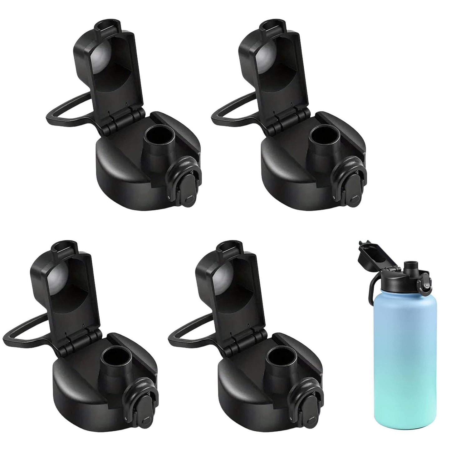 4 Pcs Water Bottle Lid Replacement for Contigo Water Bottles 20oz 24oz and 32oz,Auto Spout Lid Fit for Bubba Water Bottle with Button Lock,BPA-Free,Leak-Proof ﻿