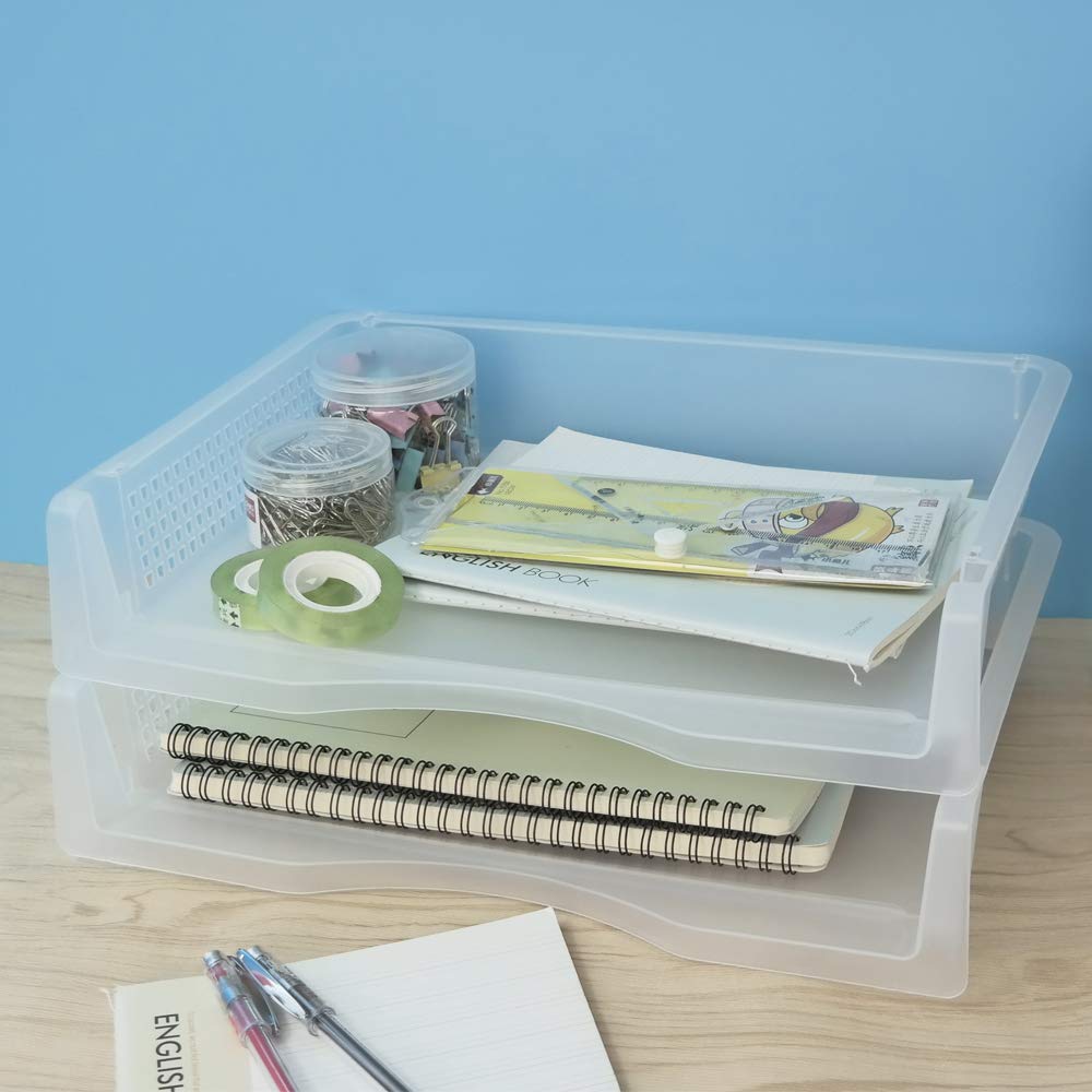 Kiddream 6 Tier Clear Plastic Document Letter Trays, Stackable Paper File Tray