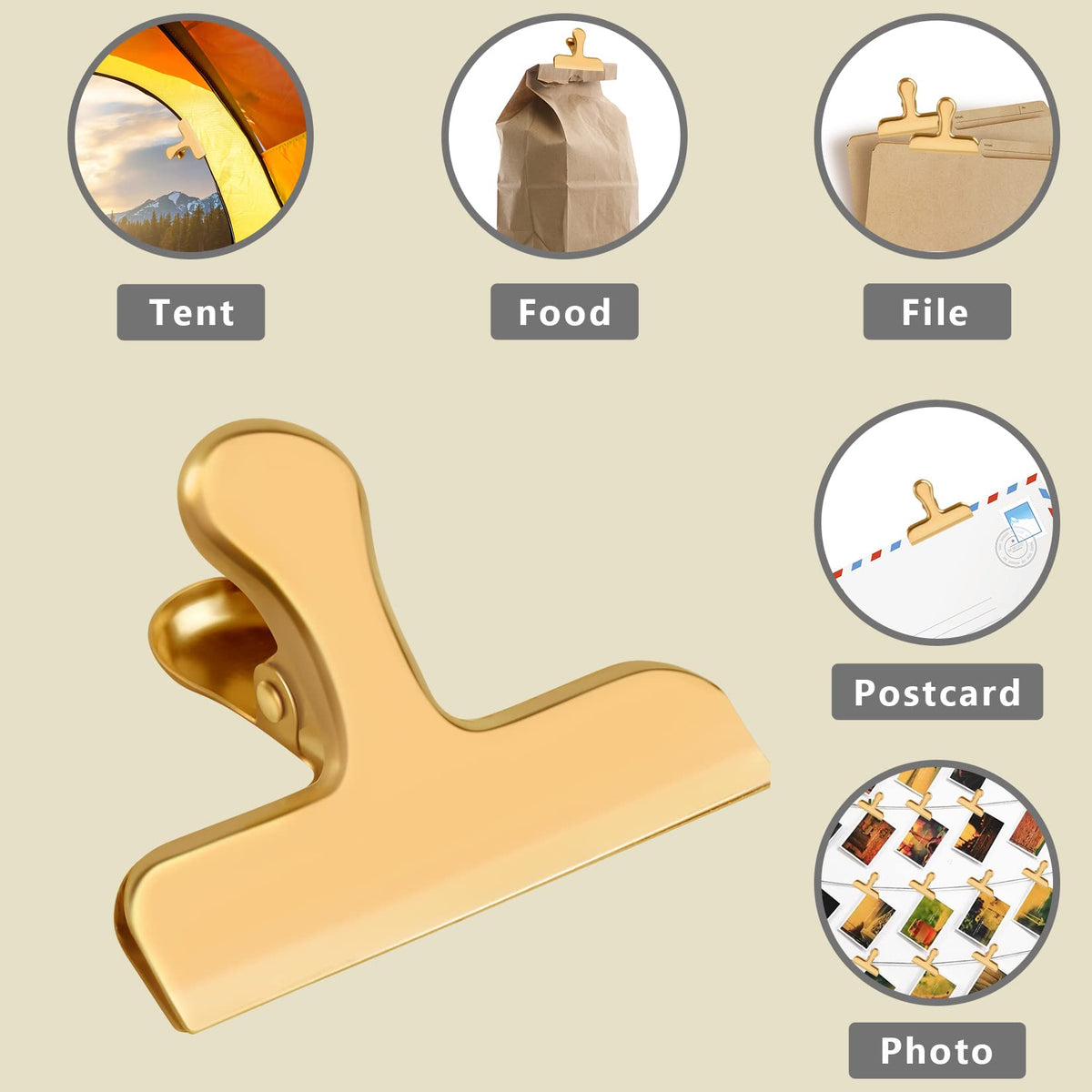 Chip Clip 20 Pack Gold Bag Clips for Food and Daily Snack Bag Use (20 Count)