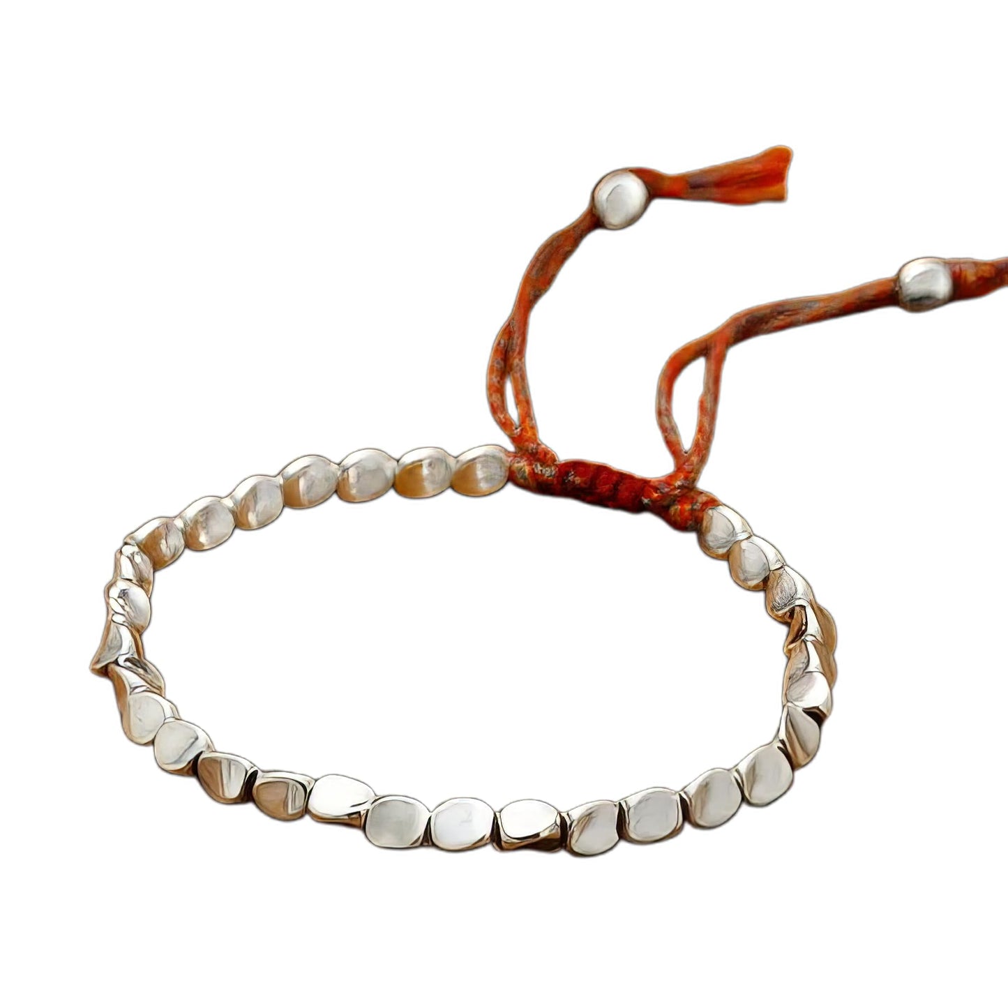 Buddha & Karma Tibetan Copper Beads Bracelet – Handmade Energy Healing for Strength, Balance & Protection – Adjustable Spiritual for Men & Women (Silver)