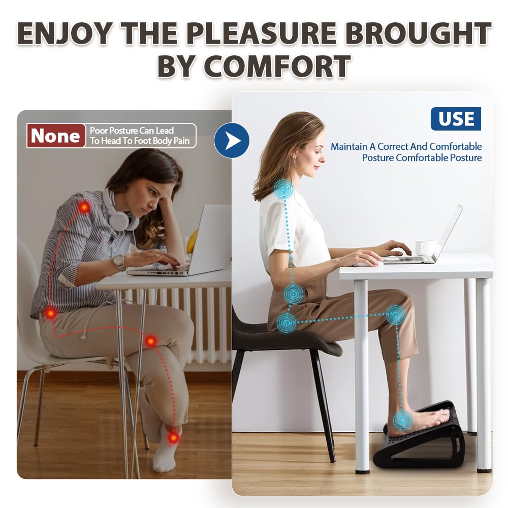 CasaZenith Foot Rest, Six Heights Adjustable Foot Rest for Under Desk at Work, Ergonomic Foots Stool for Under Office Desks, Under Desk Footrest with Foot Massage Roller, Chair Footrest for Leg Rests
