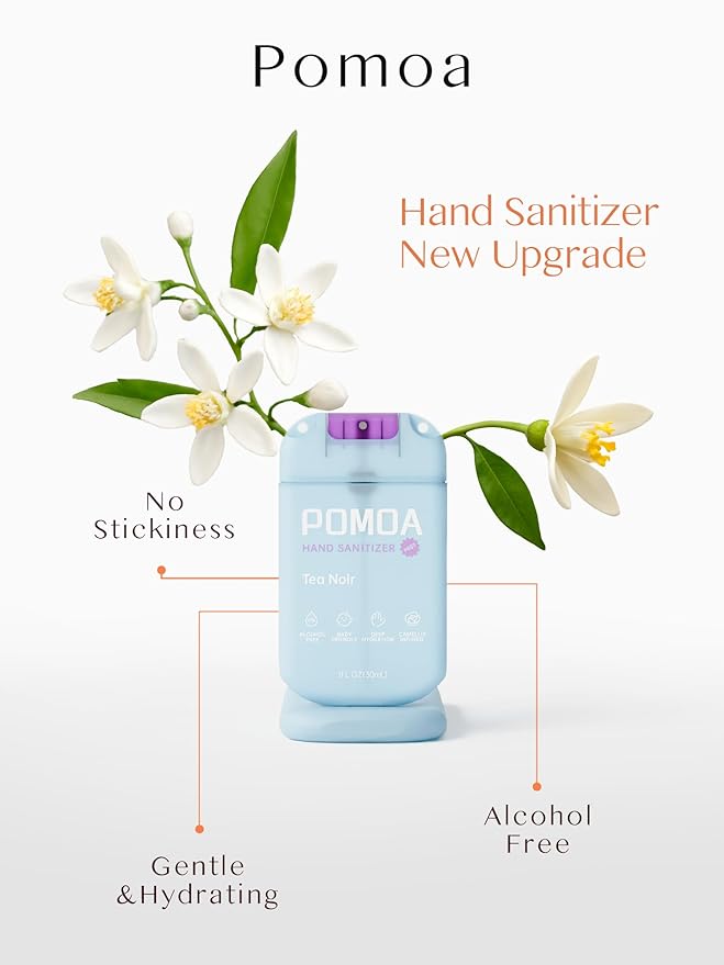 Alcohol Free Hand Sanitizer Spray, Non Irritating, Hydrating and Non Greasy, Gentle Fine Mist, Travel-Friendly Pocket Size 1 Fl Oz, Tea Noir