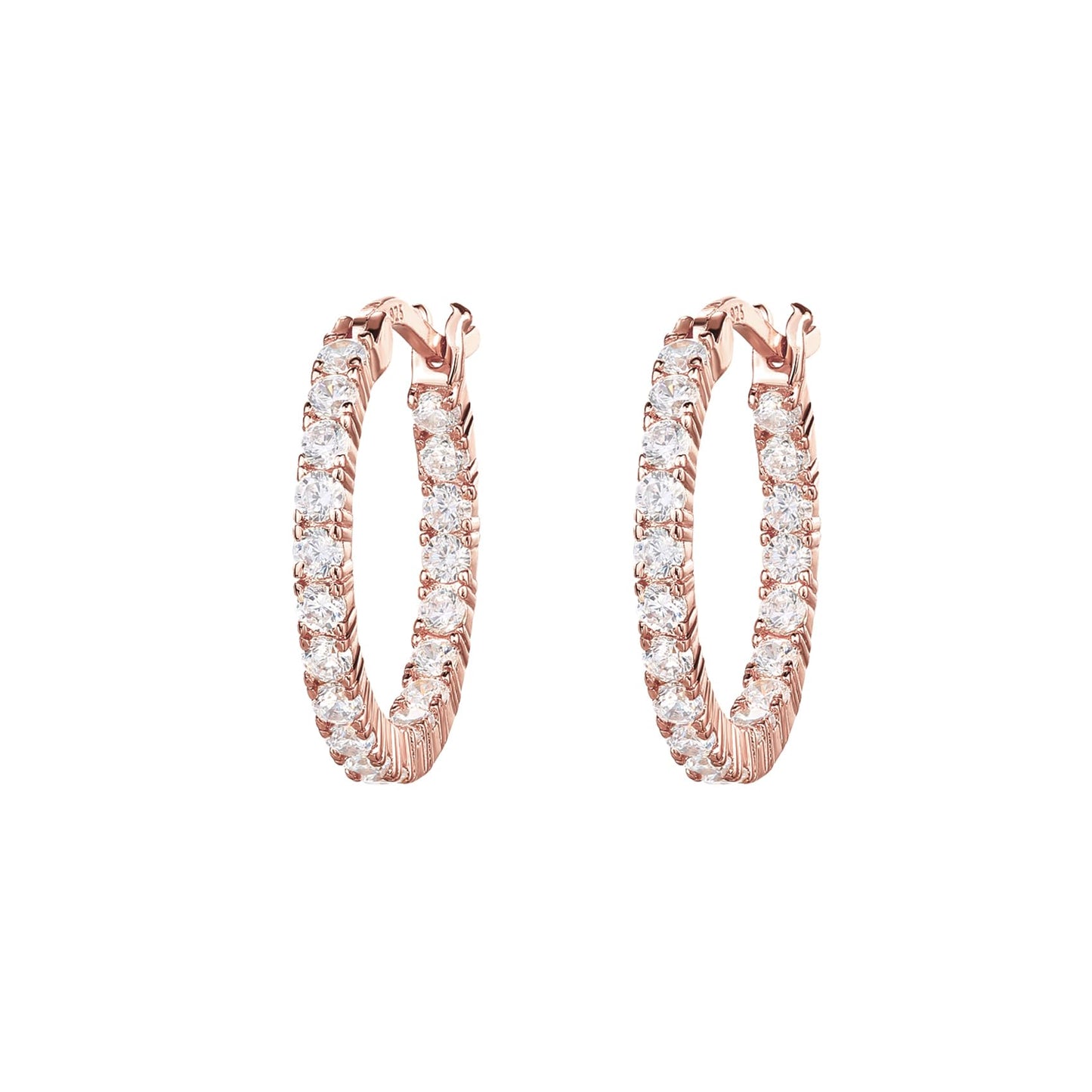 PAVOI 18K Gold Plated 925 Sterling Silver Post Cubic Zirconia Hoop Earrings (20.00, Rose Vermeil)