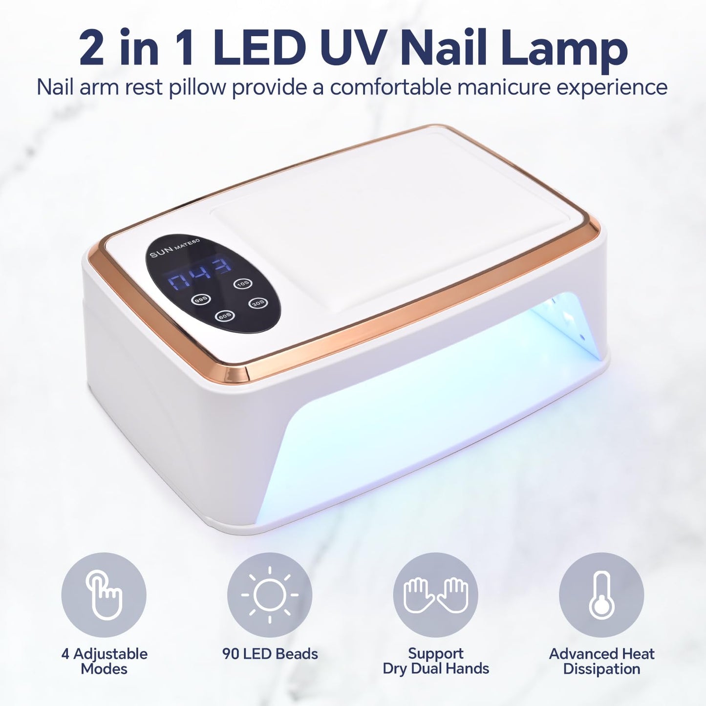 siyuwuro UV LED Nail Curing Lamp for Gel Nail Polish Nail Light with Hand Pillow for Arm Rest, 4 Timer with LED Display Nail Dryer for Manicure Pedicure, Nail Salon & Home Use
