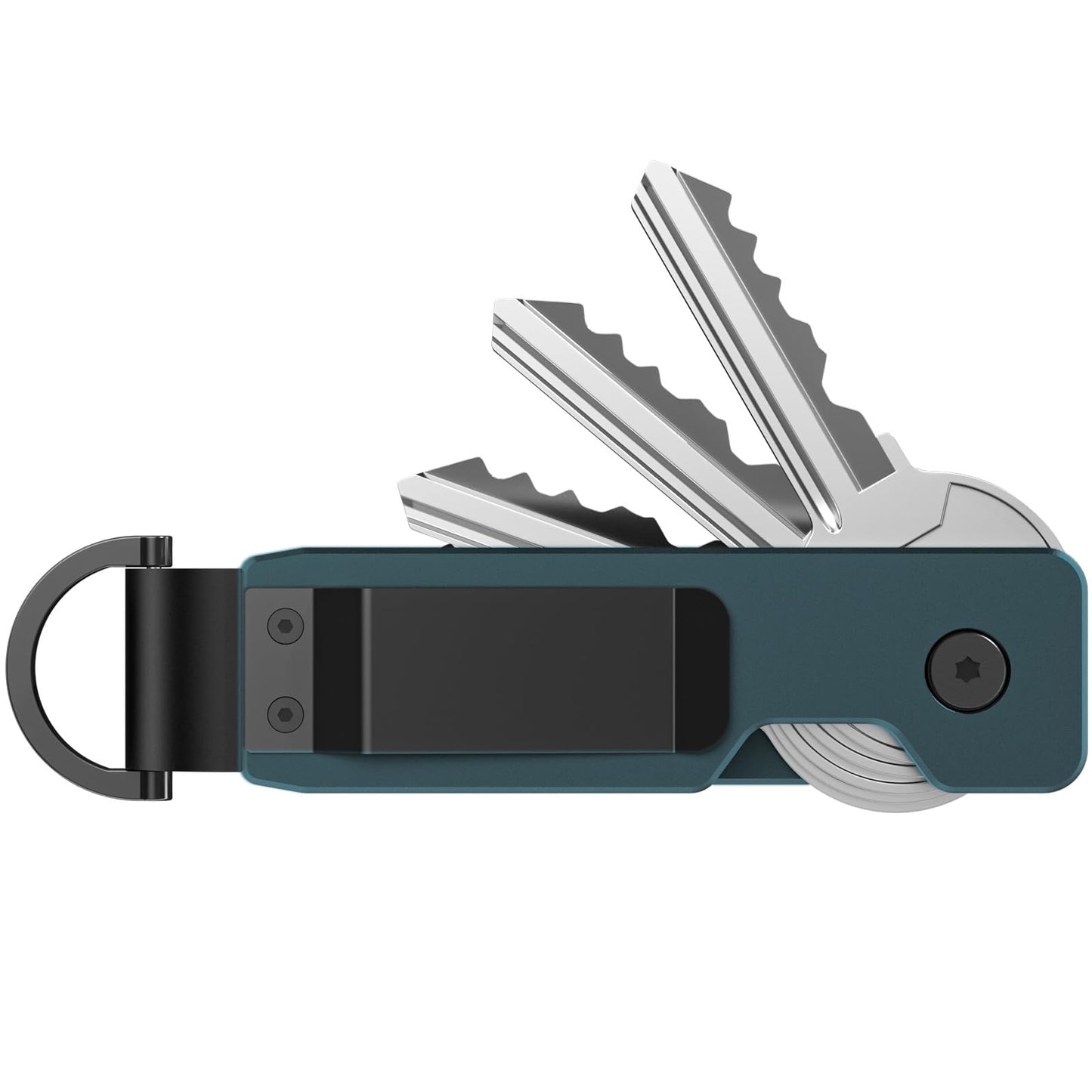 TUXON Key Organizer For Men - Compact Metal Key Holder | Minimalist Innovative Keyholder | Smart Keychain Secures 1-5 Keys (BLUE)
