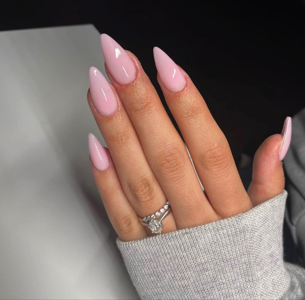 KQueenest Light Pink Press on Nails Short Medium Square&Light Pink Press on Nails Medium Almond For Beach Party Daily Decoration in 78 PCS