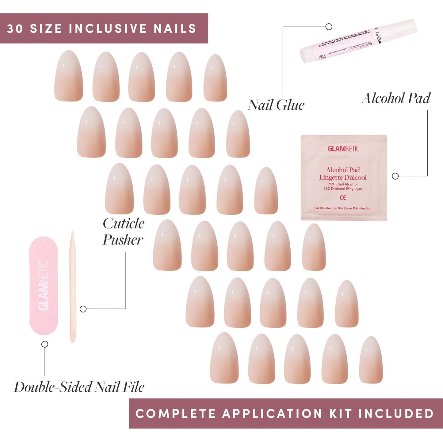 Glamnetic Press-On Nails Bundle - Azure Blue & Hailey | Bright Blue Short Round Fake Nails | Glazed Short Almond False Nails | Reusable, Salon-Quality Nail Kits