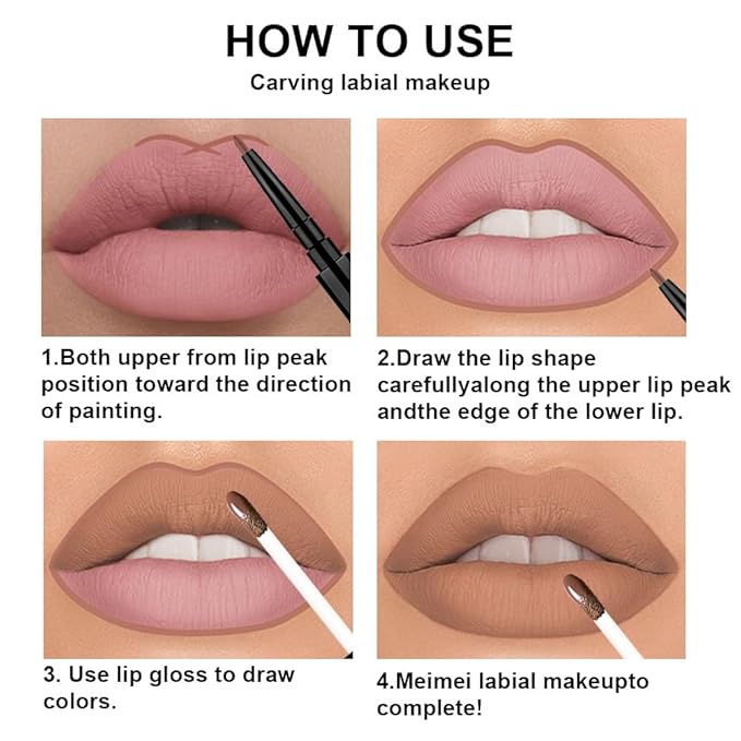 evpct 3Pcs Chocolate Nude Brown True Nude Matte Lip Liner & Liquid Lipstick Stain Makeup Set for Women, Lip Liner Stain Long Lasting Waterproof Smudge Proof, Cruelty Free Lip Makeup 24 hours originale