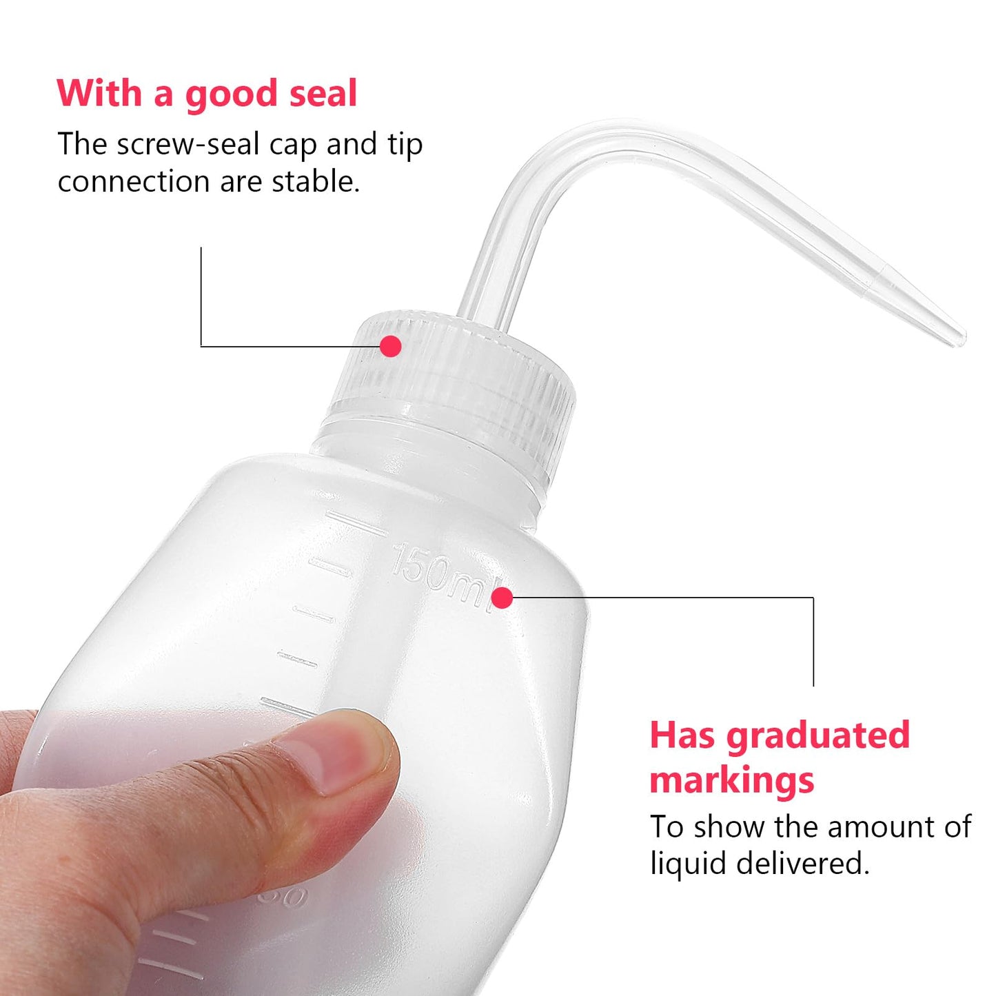 TOPPERFUN 6Pcs 150Ml Lab Wash Bottles Small Squeeze Bottles for Succulent Plant Watering Tattoo Supplies and Laboratory Use with Precise Nozzle