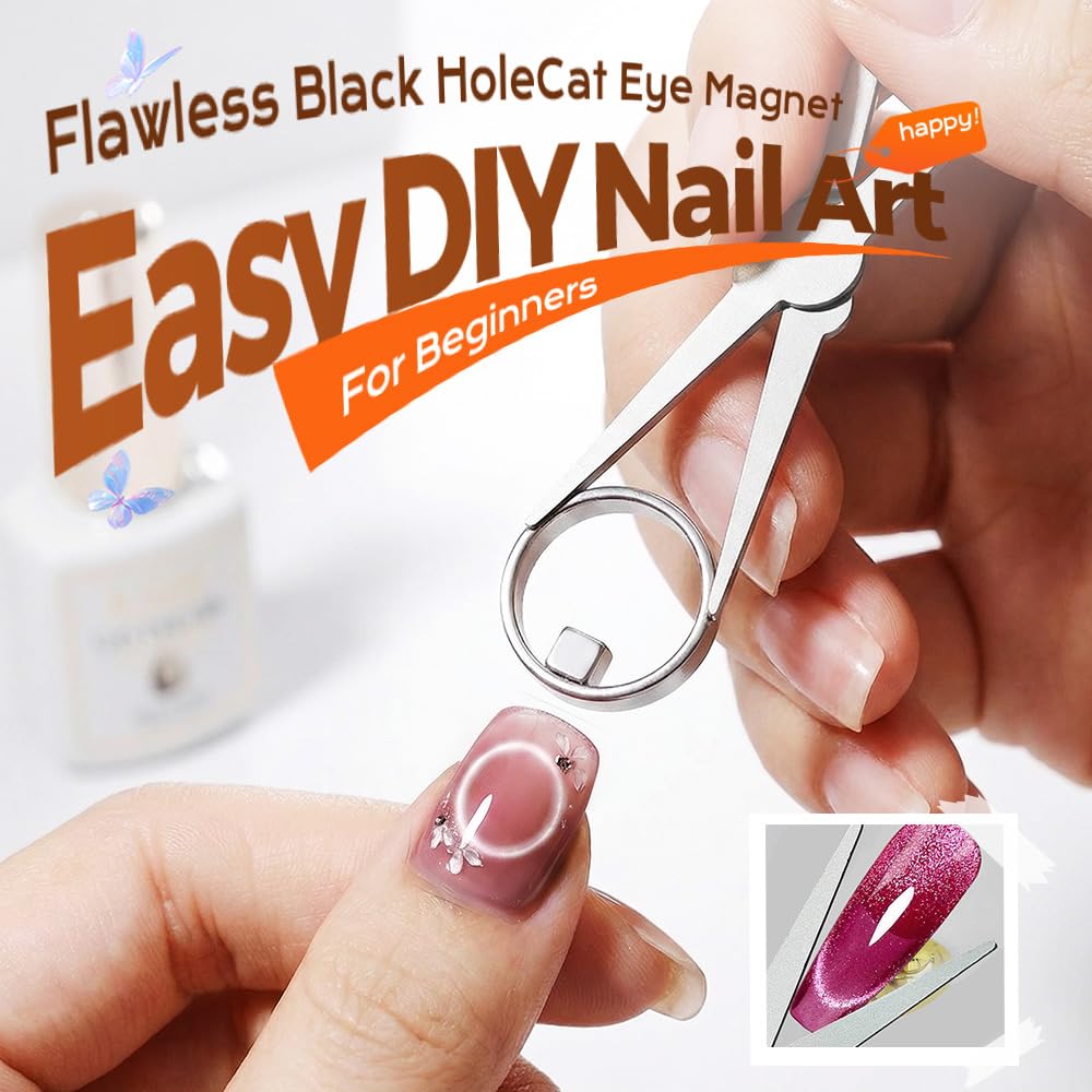 2026 New Ring-Shaped Cat Eye Magnet for Nails,Circular Magnet & Two Tip Scissor Tool for Cat Eye Gel Polish, Home DIY, Beginners & Nail Artists (3 Ring + 3 French magnet)