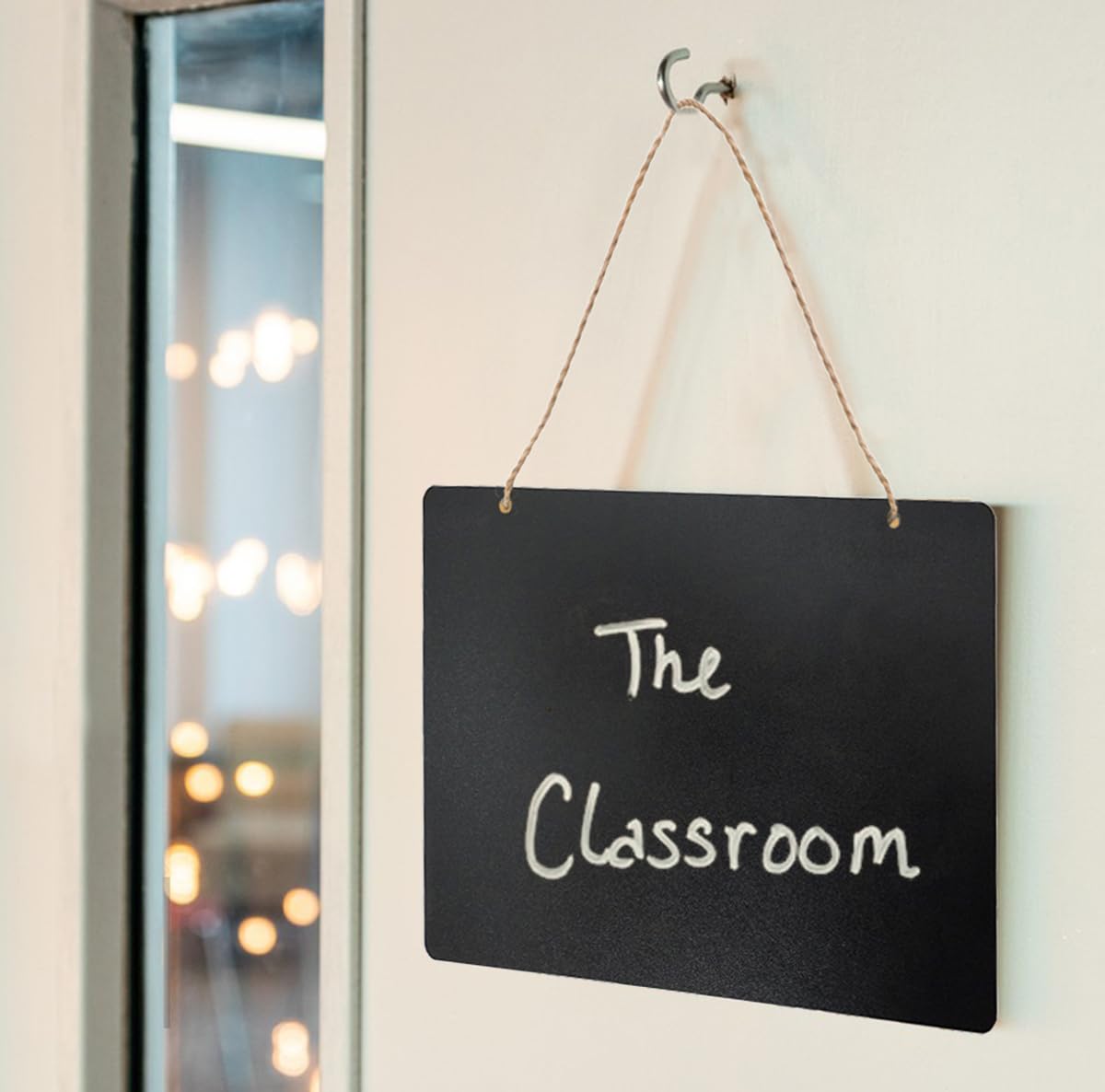 2 Pack Chalkboard Sign with String 8"x12" Double Sided Erasable Message Board Sign, Wooden Mini Chalkboards Sign with Liquid Chalk Marker, Hanging Message Board for Bar and Special Event Decorations